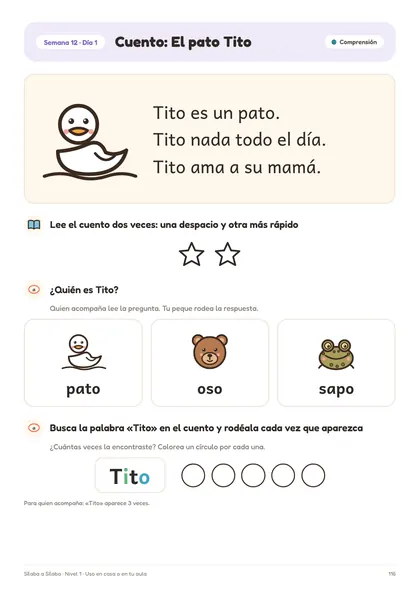 Página 116 del cuaderno: Primeros cuentos